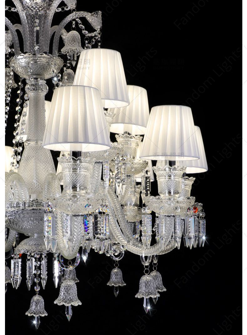 12 LIGHT SHADE CLEAR GLASS ITALIAN CHANDELIER CEILING LIGHTS HANGING - WARM WHITE