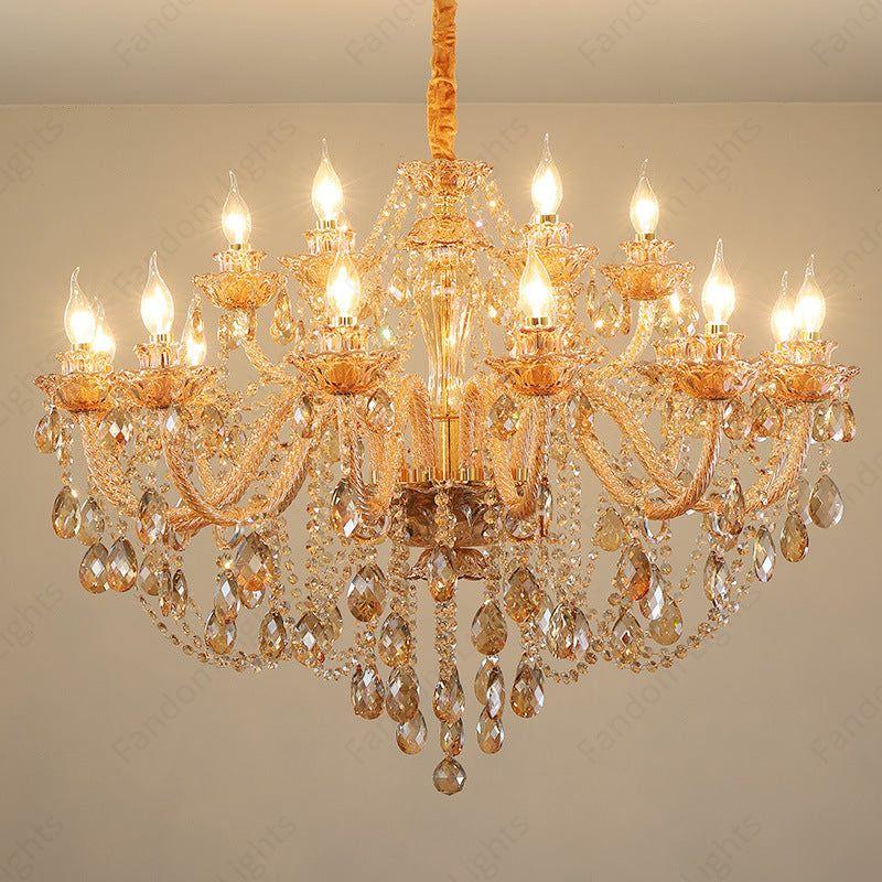 15 Light Amber Glass Italian Chandelier Ceiling Lights Hanging - Warm White