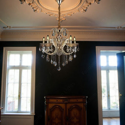 6 Light Gold Metal Italian Chandelier Light for Dining Hall