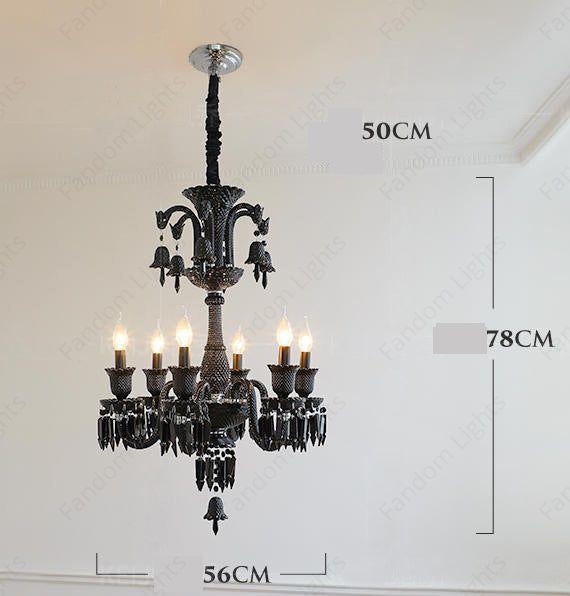8 LIGHT Black GLASS ITALIAN CHANDELIER LIGHT FOR DINING HALL - WARM WHITE