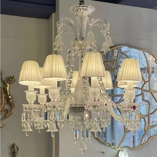 8 LIGHT Shade Clear GLASS ITALIAN CHANDELIER CEILING LIGHTS HANGING - WARM WHITE