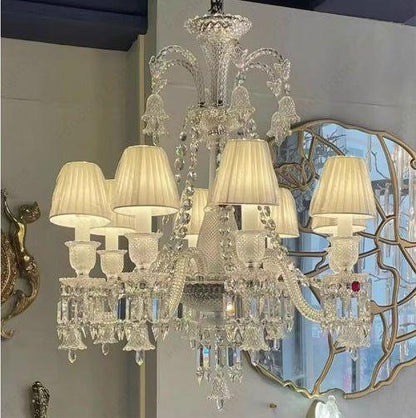 8 LIGHT Shade Clear GLASS ITALIAN CHANDELIER CEILING LIGHTS HANGING - WARM WHITE