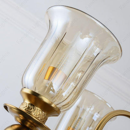 6 Light Champagne Glass Brass Italian Chandelier Light for Dining Hall