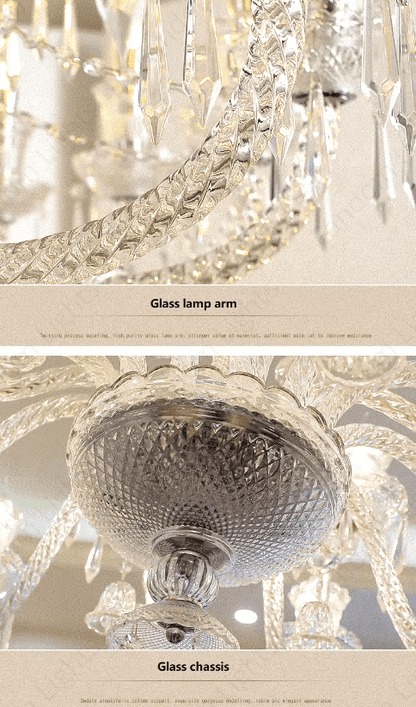 8 Light White Glass Italian Chandelier Ceiling Lights Hanging - Warm White