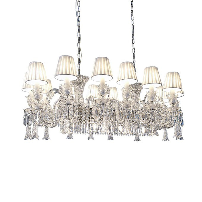10 LIGHT Clear GLASS RECTANGULAR ITALIAN CHANDELIER LIGHT FOR DINING HALL