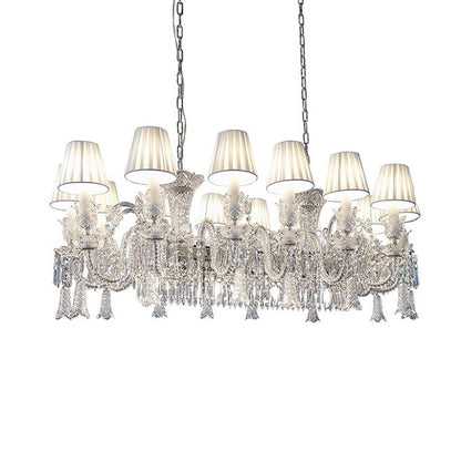 10 LIGHT Clear GLASS RECTANGULAR ITALIAN CHANDELIER LIGHT FOR DINING HALL