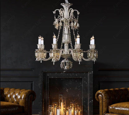 6 Light Honey Glass Italian Chandelier Ceiling Lights Hanging - Warm White